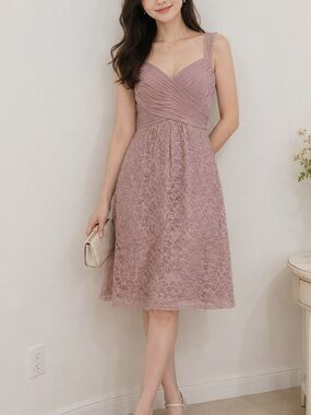 B2 Jasmine Women’s‎ Blush Lace Pink Midi Dress Size 10 Cocktail Party